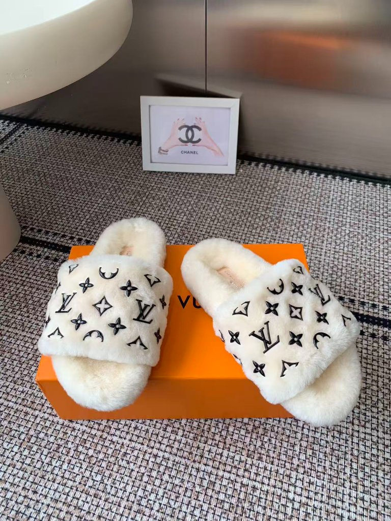Louis Vuitton Monogram Plush Slip-On Sandals